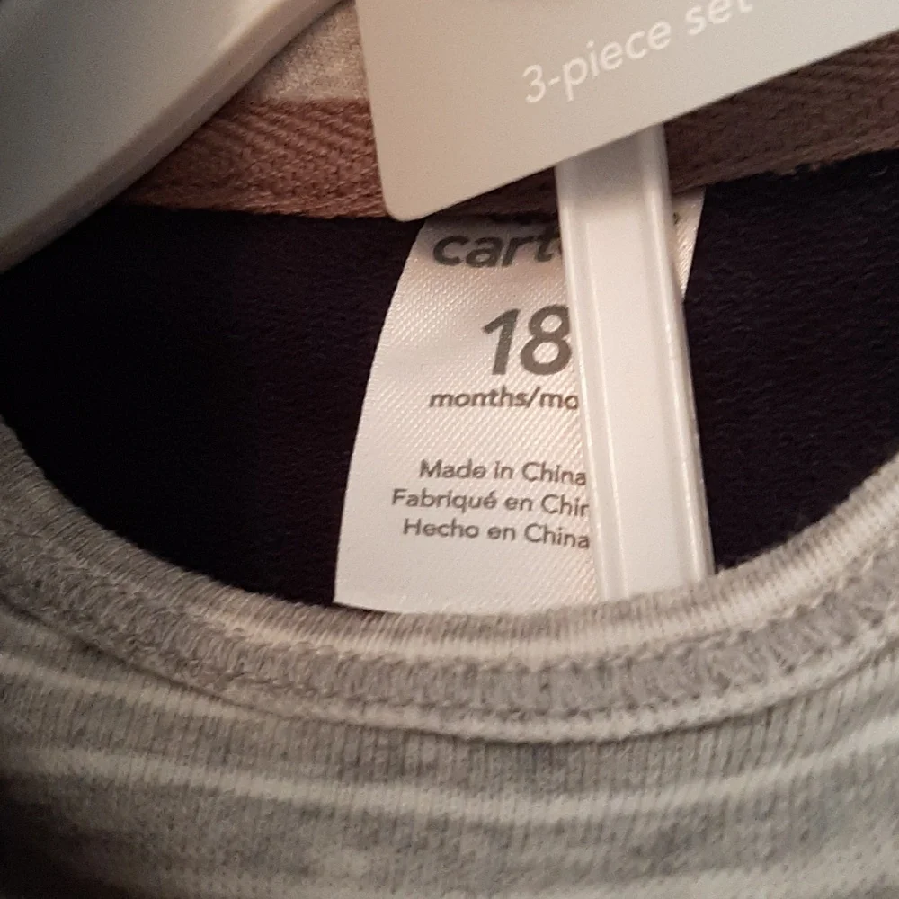 2 NWT Carter's Navy and Gray 3 Piece Baby Outfit Set